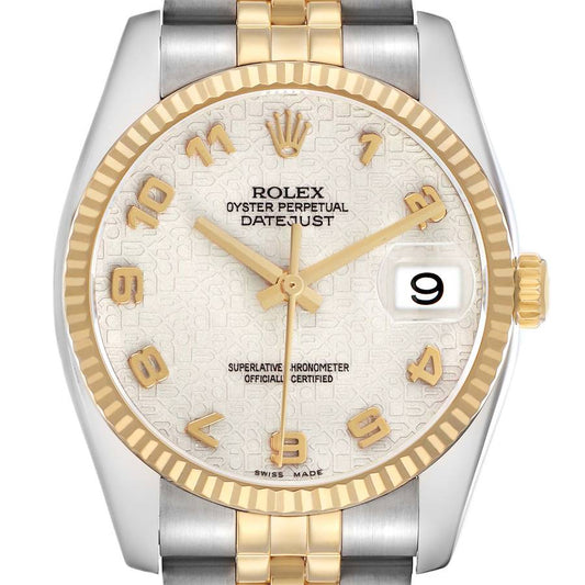 Ro_lex Datejust Steel Yellow Gold Anniversary Dial Mens Watch