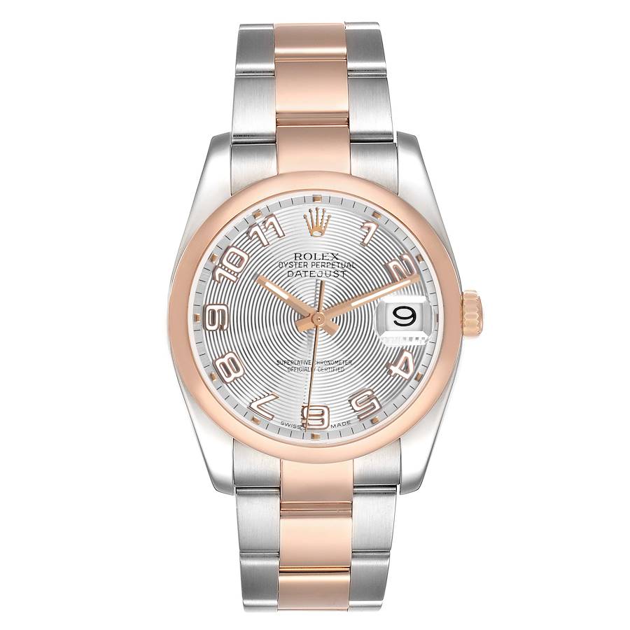 Ro_lex Datejust  Silver Concentric Dial Steel Rose Gold Mens Watch