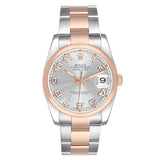 Ro_lex Datejust  Silver Concentric Dial Steel Rose Gold Mens Watch