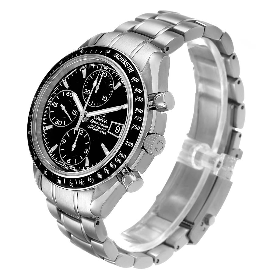 Ome_ga Speed_master Steel Date Black Dial Mens Watch