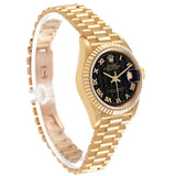 Ro_lex President Datejust 26 Yellow Gold Black Pyramid Dial Ladies Watch