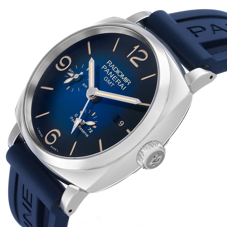 Pane_rai Radi_omir  GMT Power Reserve Steel Mens Watch Box Papers