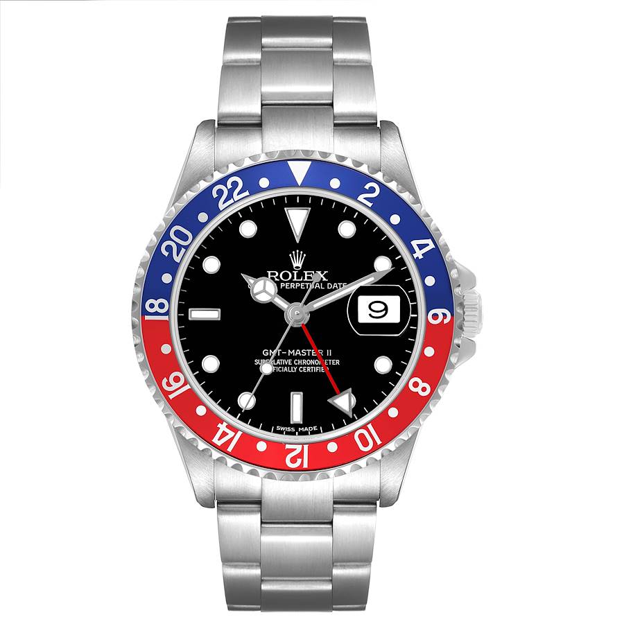 Ro_lex GMT Master Steel Pepsi Blue Red Bezel Error Dial Mens Watch
